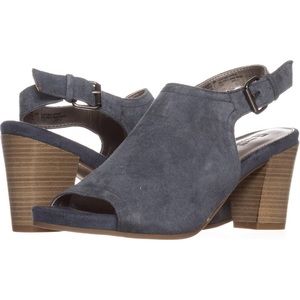 White Mountain Wink open toe suede slingback heels